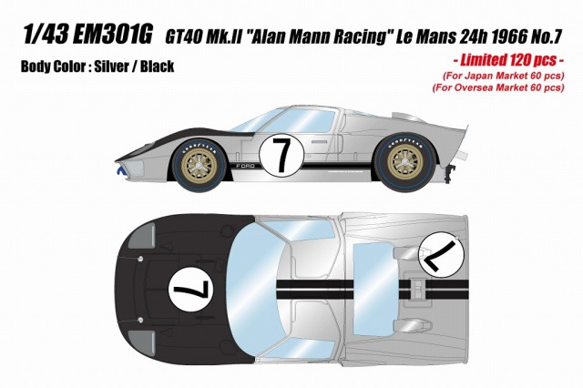 <予約 2026/8月発売予定> EIDOLON 1/43 GT40 Mk.2 “アランマンレーシングチーム“ルマン24時間 1966 No.7 シルバー/ブラック(限定120台)