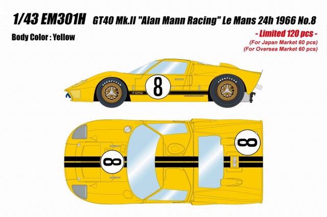 <予約 2026/8月発売予定> EIDOLON 1/43 GT40 Mk.2 “アランマンレーシングチーム“ルマン24時間 1966 No.8 イエロー(限定120台)