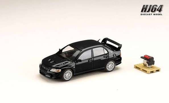 HobbyJapan 1/64 三菱 ランサー GSR EVOLUTION 7 エンジンディスプレイモデル付き アメジストブラックパール