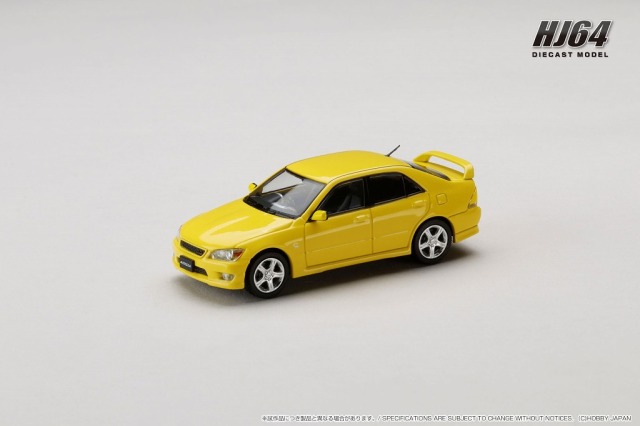 HJ64 1/64 トヨタ ALTEZZA RS200 (E10) 1998 純正オプション装着車 スーパーブライトイエロー