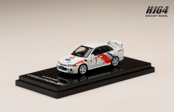 HobbyJapan 1/64 三菱 ランサー GSR EVOLUTION IV GR.A ラリーグラフィック スコーティアホワイト