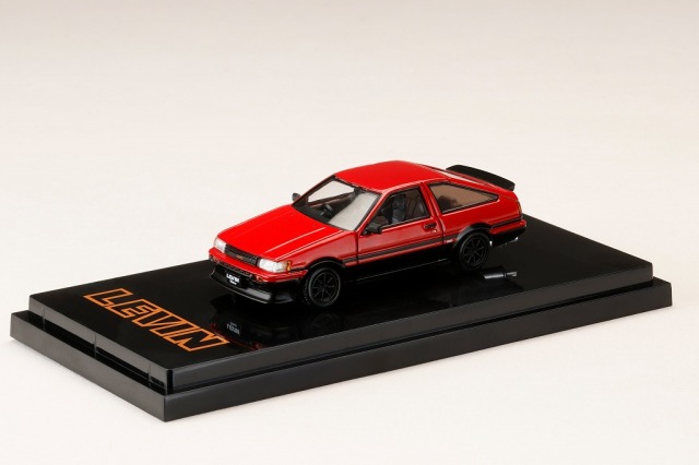 HJ64 1/64 Toyota COROLLA LEVIN AE86 3DOOR カスタムバージョン 1983 レッド/ブラック