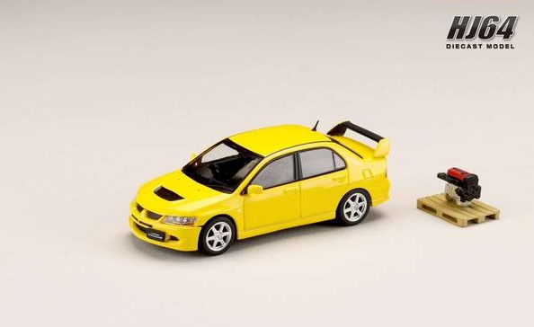 HobbyJapan 1/64 ミツビシ ランサー GSR エボリューション 8 エンジンディスプレイモデル付 イエローソリッド