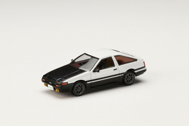 HJ64 1/64 トヨタ スプリンタートレノ AE86 GT-APEX JDM カスタム/カーボンボンネット ホワイト/ブラック