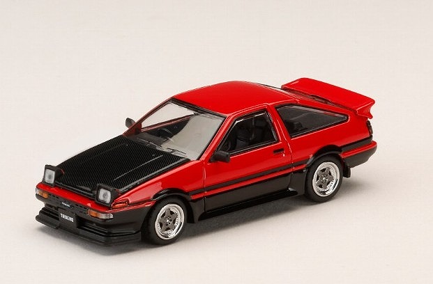 <予約 2026/12月発売予定> HJ64 1/64 トヨタ スプリンター トレノ GT APEX (AE86) 後期型 JDM Style カーボンボンネット レッド / ブラック