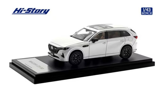 Hi-Story 1/43 MAZDA CX-80 (2024) ロジウムホワイトプレミアムメタリック （ダイキャスト製）