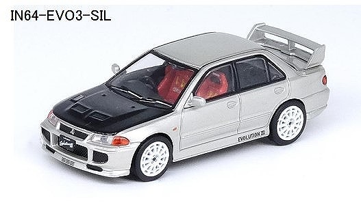 INNO 1/64 三菱 ランサー エボリューション III シルバー／カーボンボンネット