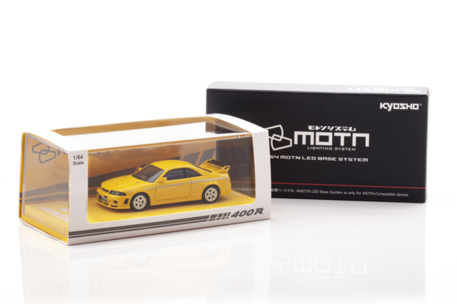 Kyosho 1/64 NISMO 400R (YELLOW) + MOTN LEDベースシステム(非接触式給電ベース)　海外モデル