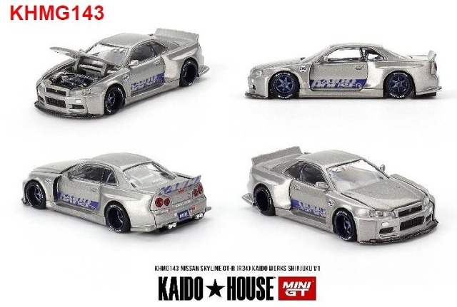 MINI GT 1/64 Nissan スカイライン GT-R R34 Kaido WorksSHINJUKU V1(右ハンドル)