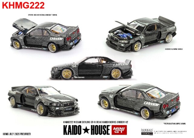 MINI GT 1/64 Nissan スカイライン GT-R R34 Kaido Works GReddy V2(右ハンドル)