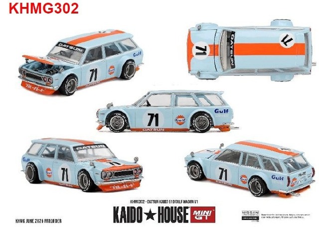 <予約 2026/11月発売予定> MINI GT 1/64 ダットサン 510 GULF Wagon V1(右ハンドル)