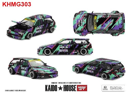 <予約 2026/12月発売予定> MINI GT 1/64 Honda シビック EF Kaido Works HKS(左ハンドル）