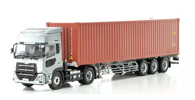 <予約 2026/5月下旬発売予定> Kyosho 1/43 UDクオンGK日本トレクスコンテナセミトレーラー (シルバー/ブラウンコンテナ)