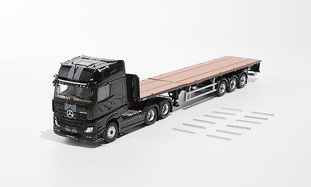 GCD 1/64 Mercedes-Benz ACTROS ギガスペース 6x2 セミトラクター ＆ スケーラブルトレーラー（左H）ブラック