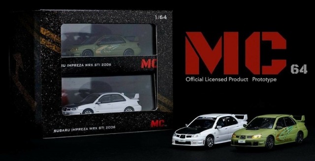 MC64 1/64 SUBARU Impreza WRX STI 2006 set (Matt Green / White with Carbon bonnet) 限定600セット