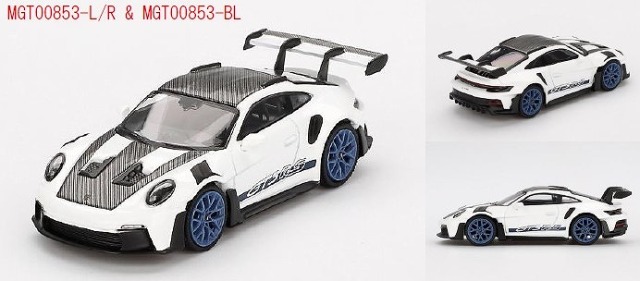 MINI GT 1/64 ポルシェ 911(992) GT3 RS ヴァイザッハパッケージホワイト w/インディゴブルー(左ハンドル)