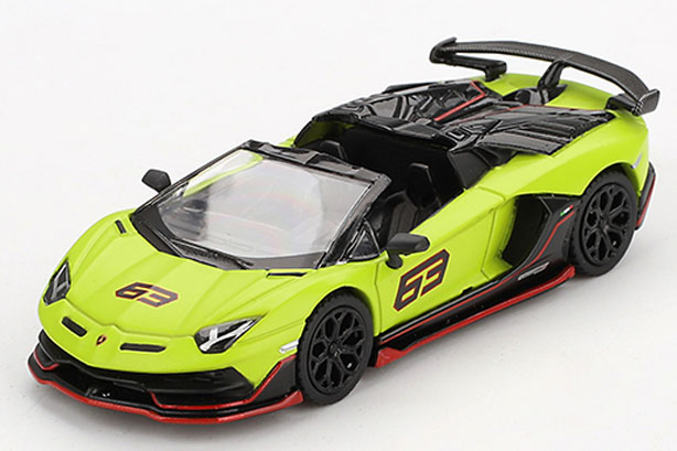 MINI GT 1/64 ランボルギーニ アヴェンタドール SVJ 63 ロードスターVerde Shock(グリーン)(左ハンドル)
