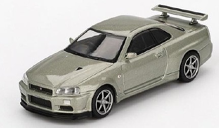 MINI GT 1/64 Nissan スカイライン GT-R R34 Vスペック II Nur ミレニアムジェイド(右ハンドル)