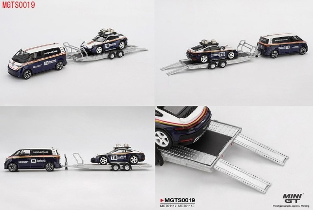 MINI GT 1/64 ポルシェ 911 ダカール #718 / VW ID. Buzz Porsche Centrum Gelderland Roughroads セット