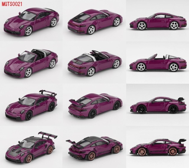 <予約 2026/7月以降発売予定> MINI GT 1/64 ポルシェ 911(992.1) ルビーストーンレッド セット(左ハンドル)