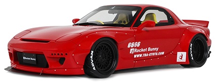 <予約 2027/4月発売予定> OTTO 1/18 ロケットバニー エアロ(V1) マツダ RX-7(FD3S) 2015 (レッド) 限定生産品