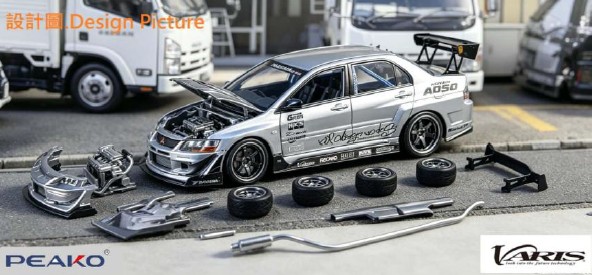 <予約 2026/9月発売予定> PEAKO64 1/64 Mitsubishi ランサーエボリューション IX Varis シルバーメタリック