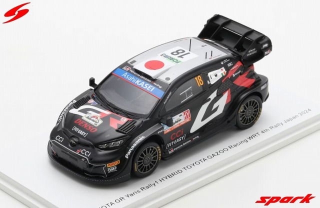 Spark 1/43 TOYOTA GR Yaris Rally1 HYBRID No.18 TOYOTA GAZOO Racing WRT 4th Rally Japan 2024 T. Katsuta - A.Johnston