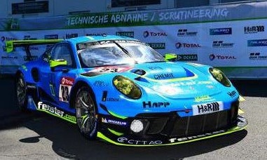 Spark 1/43 Porsche 911 GT3 R No.23 Huber Motorsport 8th 24H Nurburgring 2021 P. Neuffer - S. Aust - N. Menzel - M. Seefried
