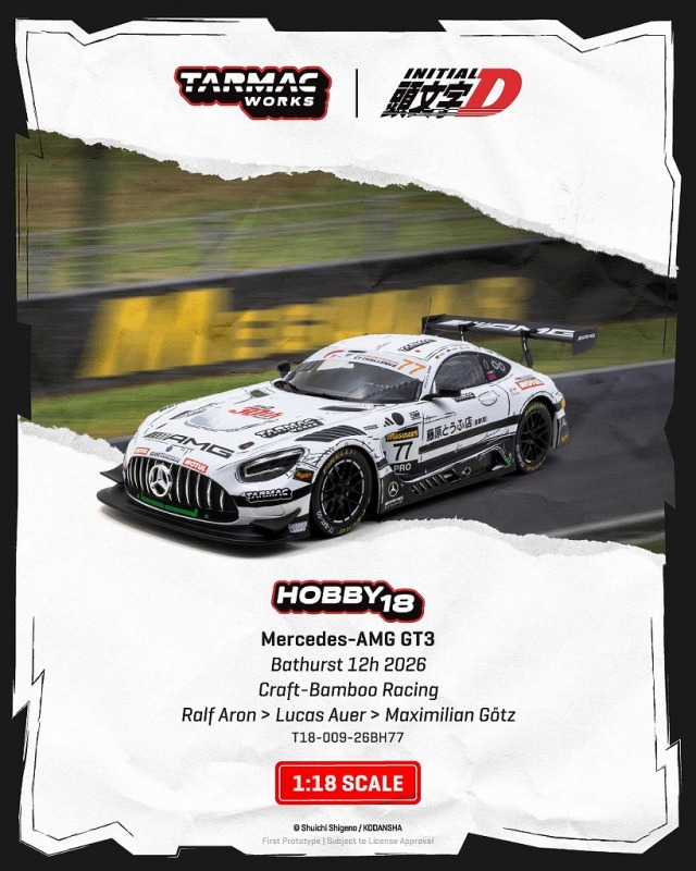<予約 2026/12月発売予定> TARMAC 1/18 Mercedes-AMG GT3 Bathurst 12h 2026 Craft-Bamboo Racing R.Aron / L.Auer / M.Gotz