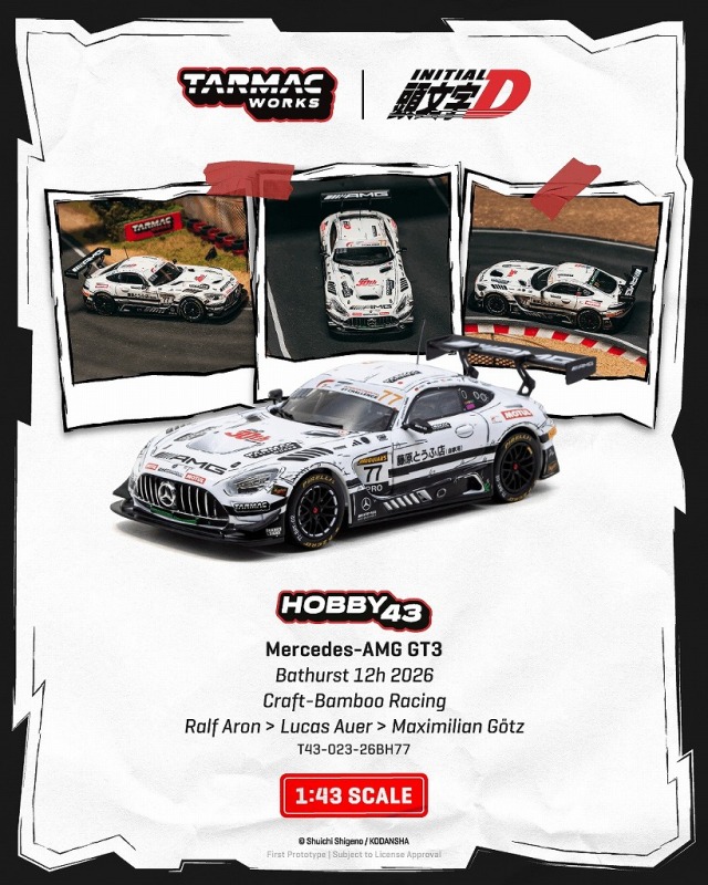 <予約 2026/12月発売予定> TARMAC 1/43 Mercedes-AMG GT3 Bathurst 12h 2026 Craft-Bamboo Racing R.Aron / L.Auer / M.Gotz