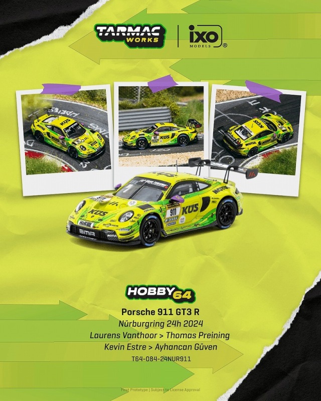 <予約 2026/12月発売予定> TARMAC 1/64 Porsche 911 GT3 R Nurburgring 24h 2024 L.Vanthoor / T.Preining / K.Estre / A.Guven