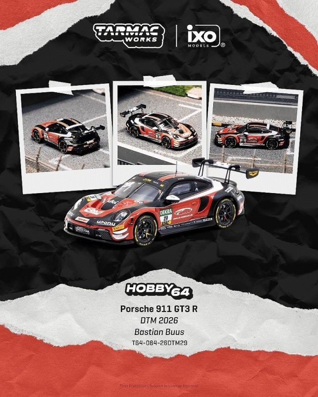 <予約 2026/11月発売予定> TARMAC 1/64 Porsche 911 GT3 R DTM 2026 Bastian Buus