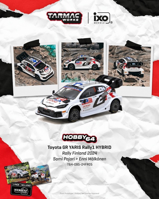 <予約 2026/12月発売予定> TARMAC 1/64 Toyota GR YARIS Rally1 HYBRID Rally Finland 2024 S.Pajari / E.Malkonen ModelCar + TradingCards ComboSet