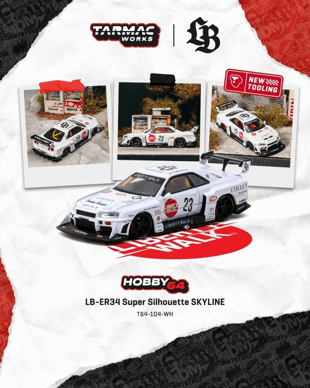 <予約 2026/10月発売予定> TARMAC 1/64 LB-ER34 Super Silhouette SKYLINE White