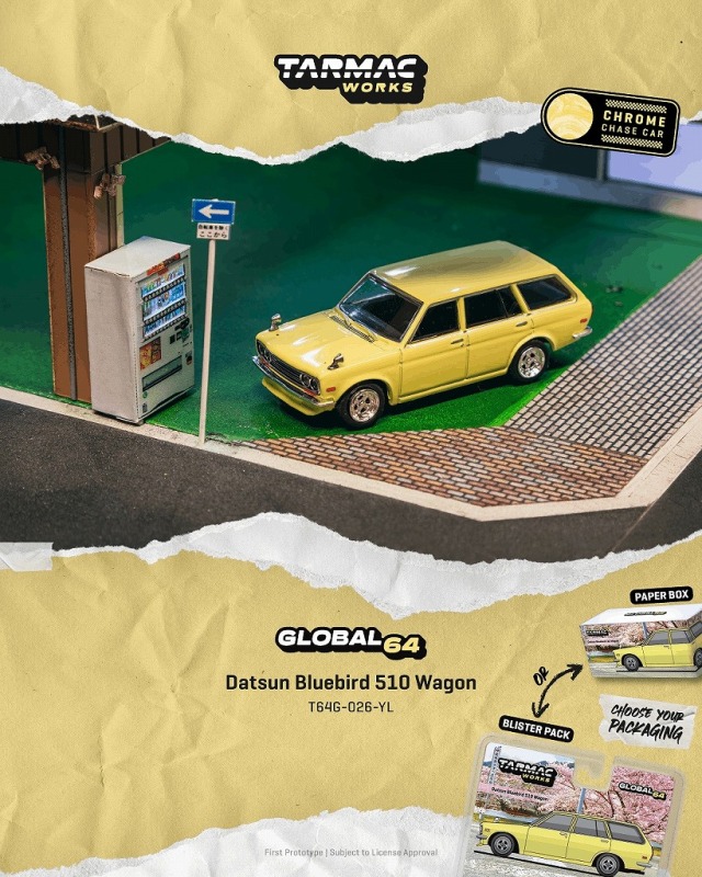<予約 2026/8月発売予定> TARMAC 1/64 Datsun Bluebird 510 Wagon Yellow