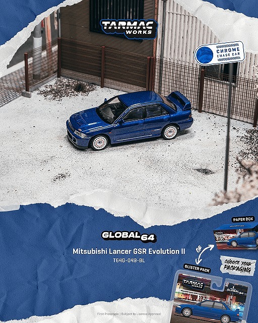 <予約 2026/9月発売予定> TARMAC 1/64 Mitsubishi Lancer GSR Evolution II Blue