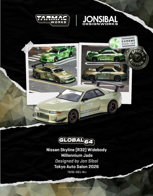 <予約 2026/2月発売予定> TARMAC 1/64 Nissan Skyline R32 Widebody Millenium Jade