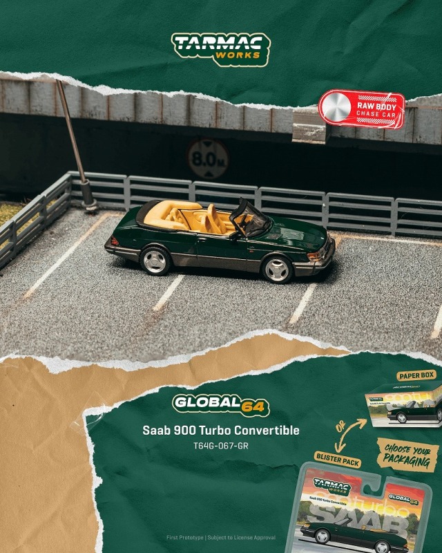 <予約 2026/8月発売予定> TARMAC 1/64 Saab 900 Turbo Convertible Green