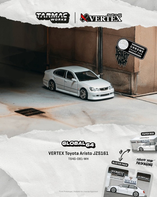 <予約 2026/10月発売予定> TARMAC 1/64 VERTEX Toyota Aristo JZS161 White