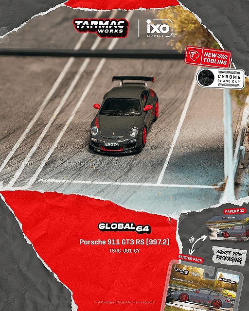 <予約 2026/9月発売予定> TARMAC 1/64 Porsche 911 GT3 RS (997.2) Grey