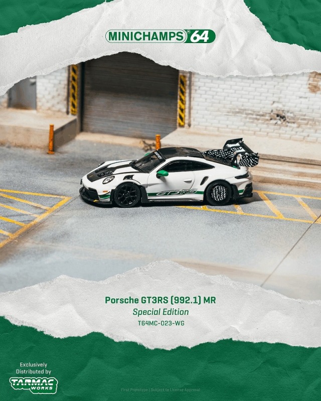 <予約 2026/12月発売予定> TARMAC 1/64 Porsche GT3RS(992.1) MR White Green