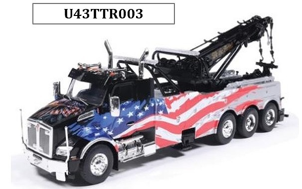 <予約 2026/11月発売予定> ixo 1/43 ケンワース T880 レッカー車  ブラック/アメリカ国旗デザイン