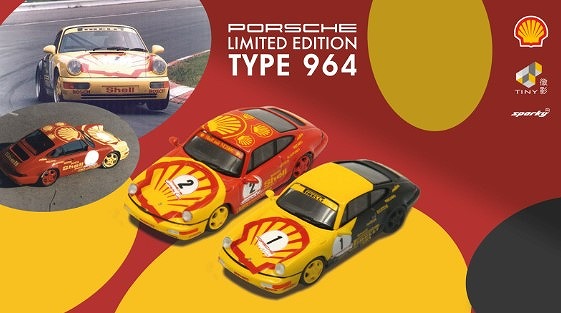 Sparky 1/64 Porsche 911 (964) Shell Carrera Cup 1991 (2台セット) Pirelli #1 Kaufmann & Trophy #2