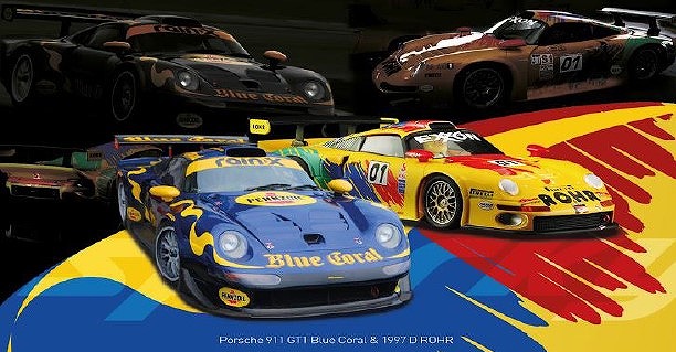 Sparky 1/64 Porsche 911 GT1 Blue Coral & 1997 D ROHR (2台セット) Tiny限定モデル