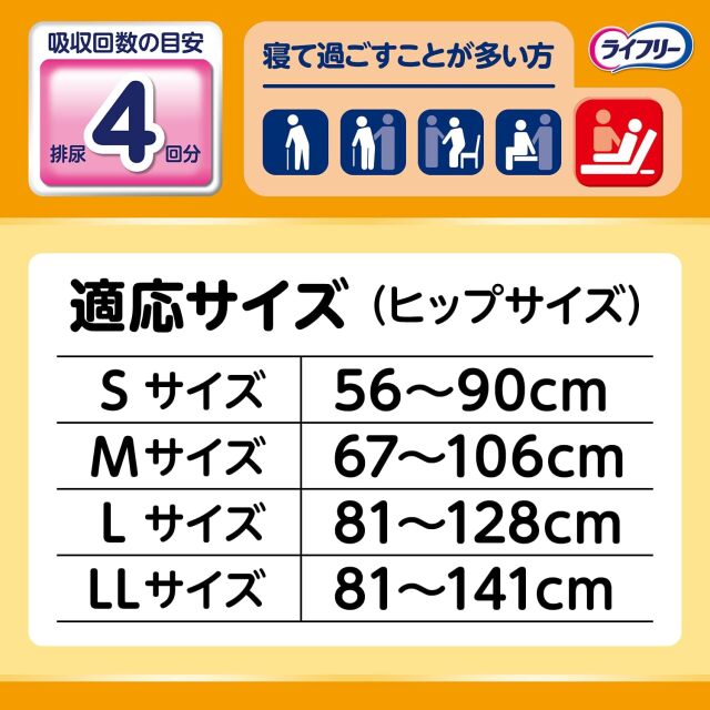 ライフリー 横モレあんしんテープ止め Lサイズ ケース(17枚×4袋入）