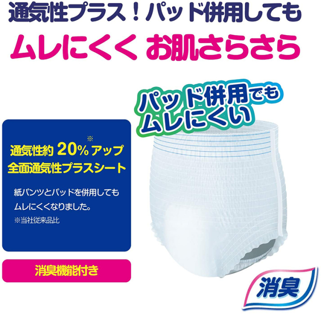 はくパンツ　大人用紙パンツ　　Mサイズ　　２２枚入り ✕ ６袋 　　　計１３２枚 はくパンツ 大人用紙パンツ Mサイズ 22枚入り ✕ 6袋 計132