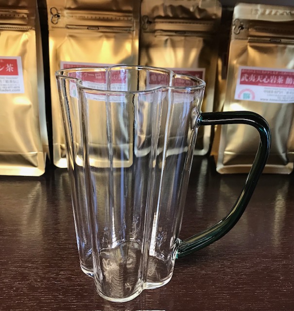 hgp-6 耐熱ガラス茶杯 (緑 花型)