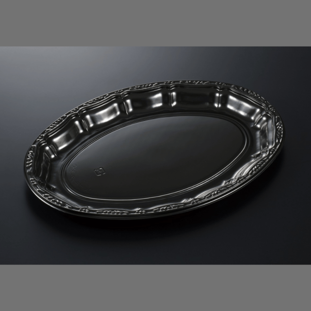 中央化学 HSプラッター 390BK（L） 身 オードブル容器 横幅285mm 200枚入