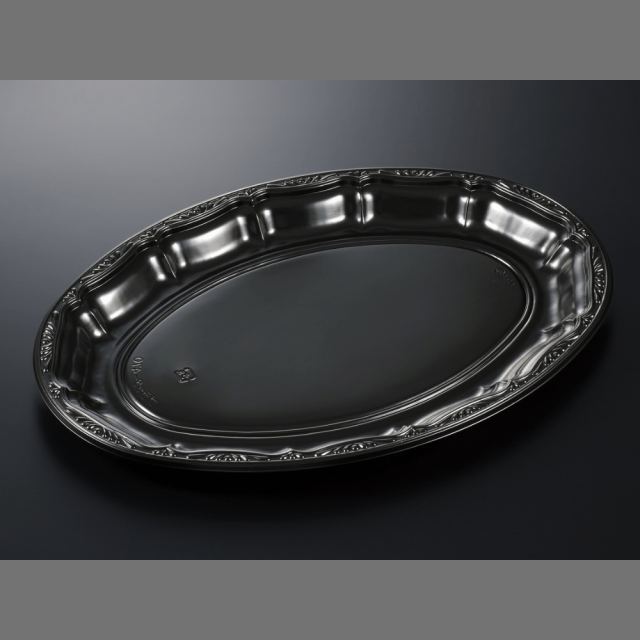 中央化学 HSプラッター 470BK 身 オードブル容器 横幅470mm 120枚入