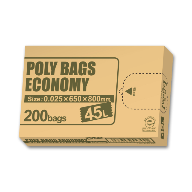 オルディ ポリバッグエコノミーＢＯＸ　４５Ｌ　０．０２５ｍｍ　乳白半透明　２００Ｐ　PBE-W45-200